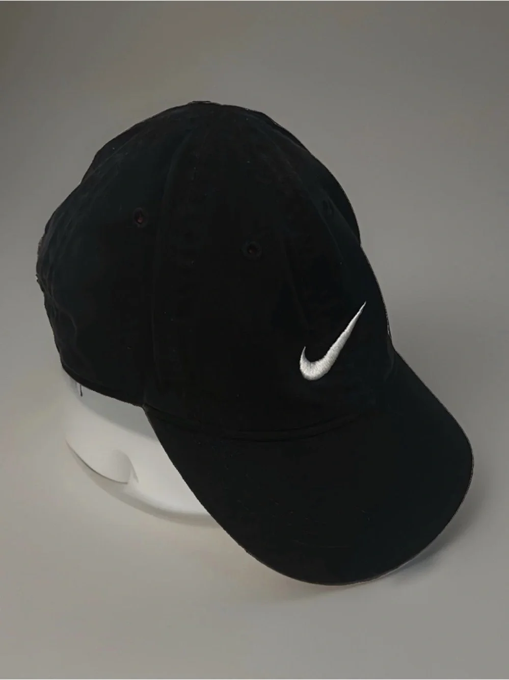 Nike Kids Adjustable Black Hat White Swoosh Logo Child Size Hook & Loop